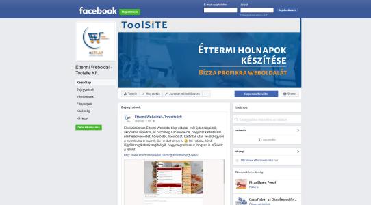 Éttermi weboldal a Facebook-on